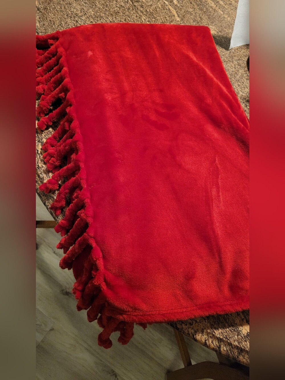 Nordstrom Home Plush Red Tassel Throw Blanket